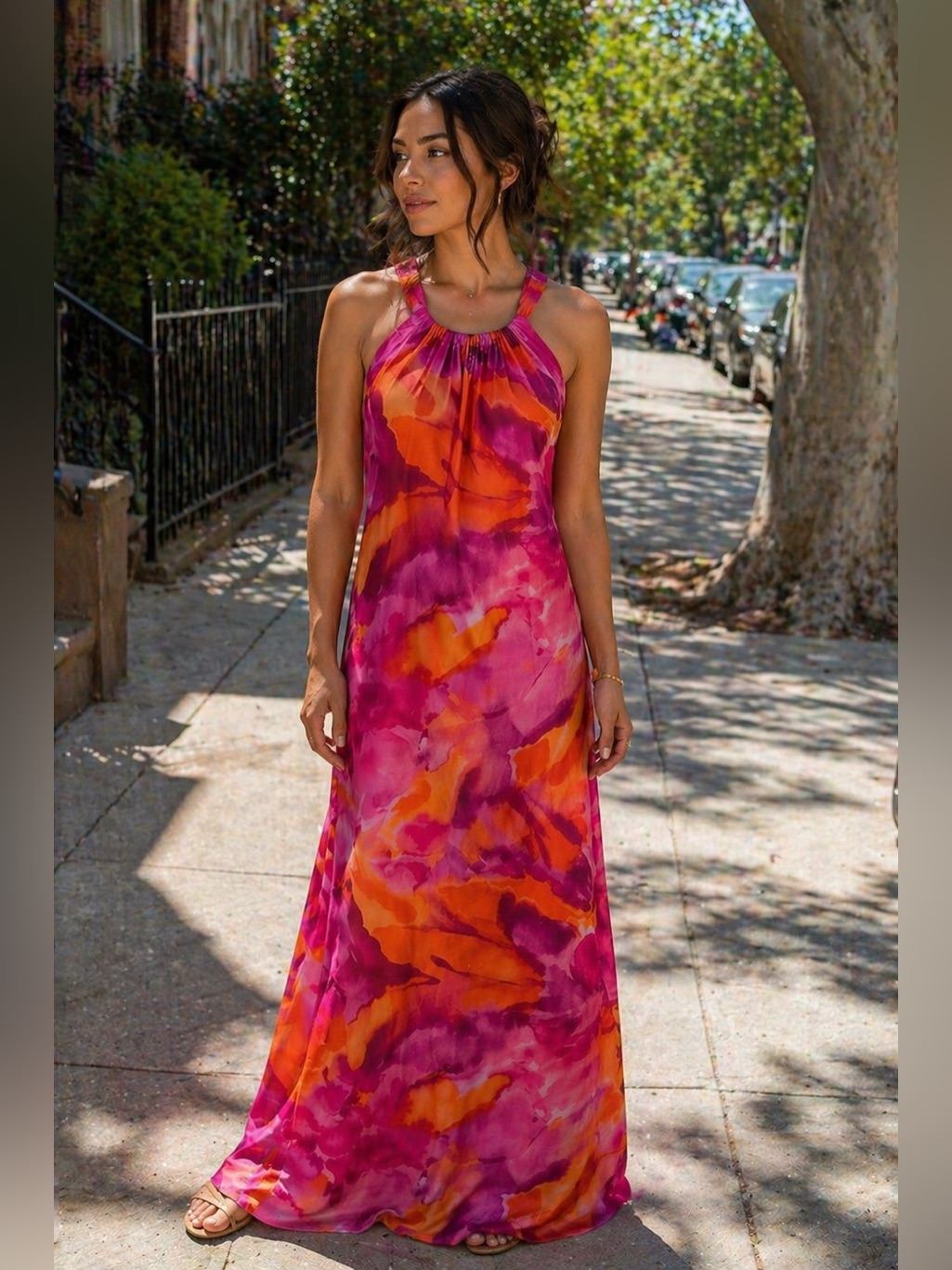 Nwot Small Unalunacollectionhalter Neck Sleeveles Strappy Back Maxi